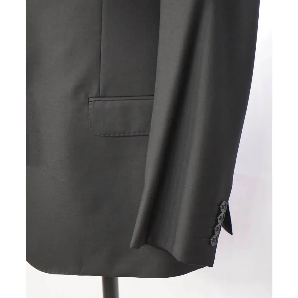 $1,495 EMPORIO ARMANI - Solid Black 130's Wool Blazer - 40R